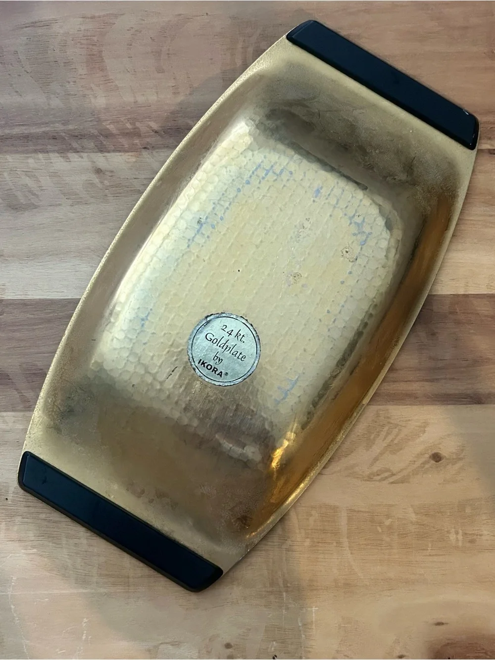 MCM Vintage WMF Ikora 24k Gold  Plated Tray From Germany Hammered Design